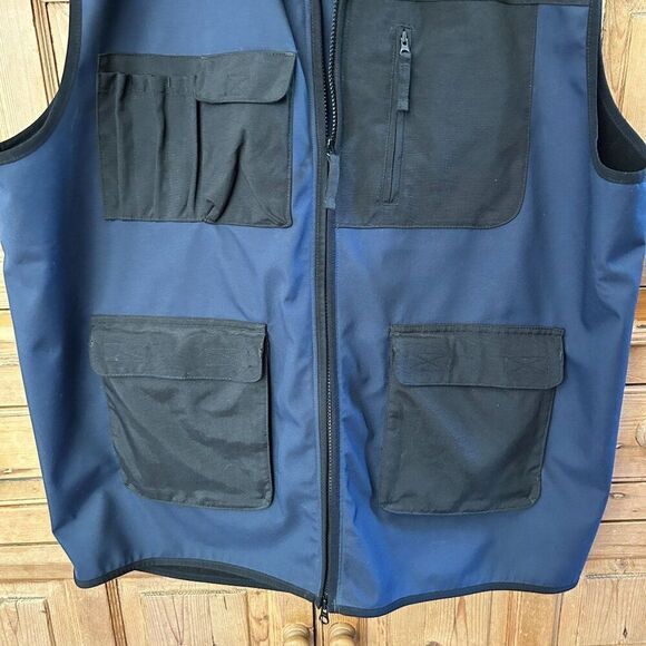 Men's Duluth Trading Company XXL Tall Blue Black Vest Pockets‎ Zipper Utility - Picture 3 of 12
